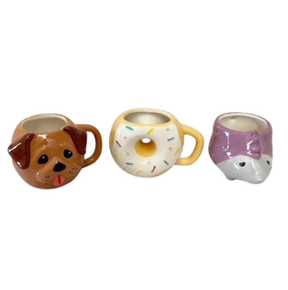 TARGET Novelty Ceramic Coffee Mugs 12 oz Set of 3 Dog Donut Hedgehog